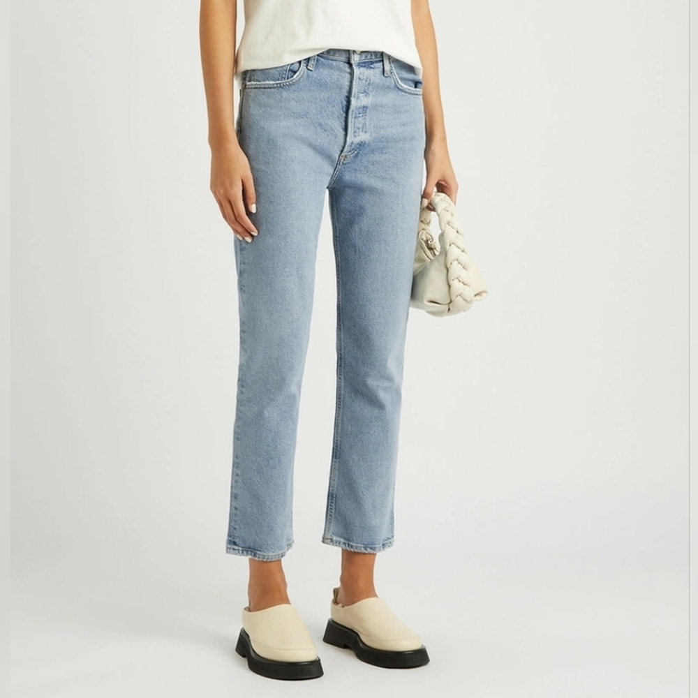 NWT AGOLDE Riley High-Rise Straight Crop Jeans